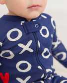 Baby Zip Sleeper in Hugs & Hearts on Navy - main