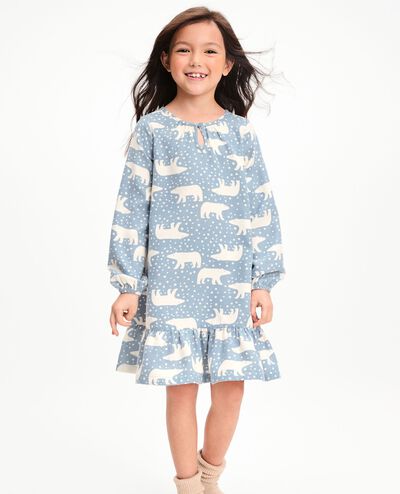 Kids Holiday Flannel Nightgown in Snowy Polar Bear on North Air - main