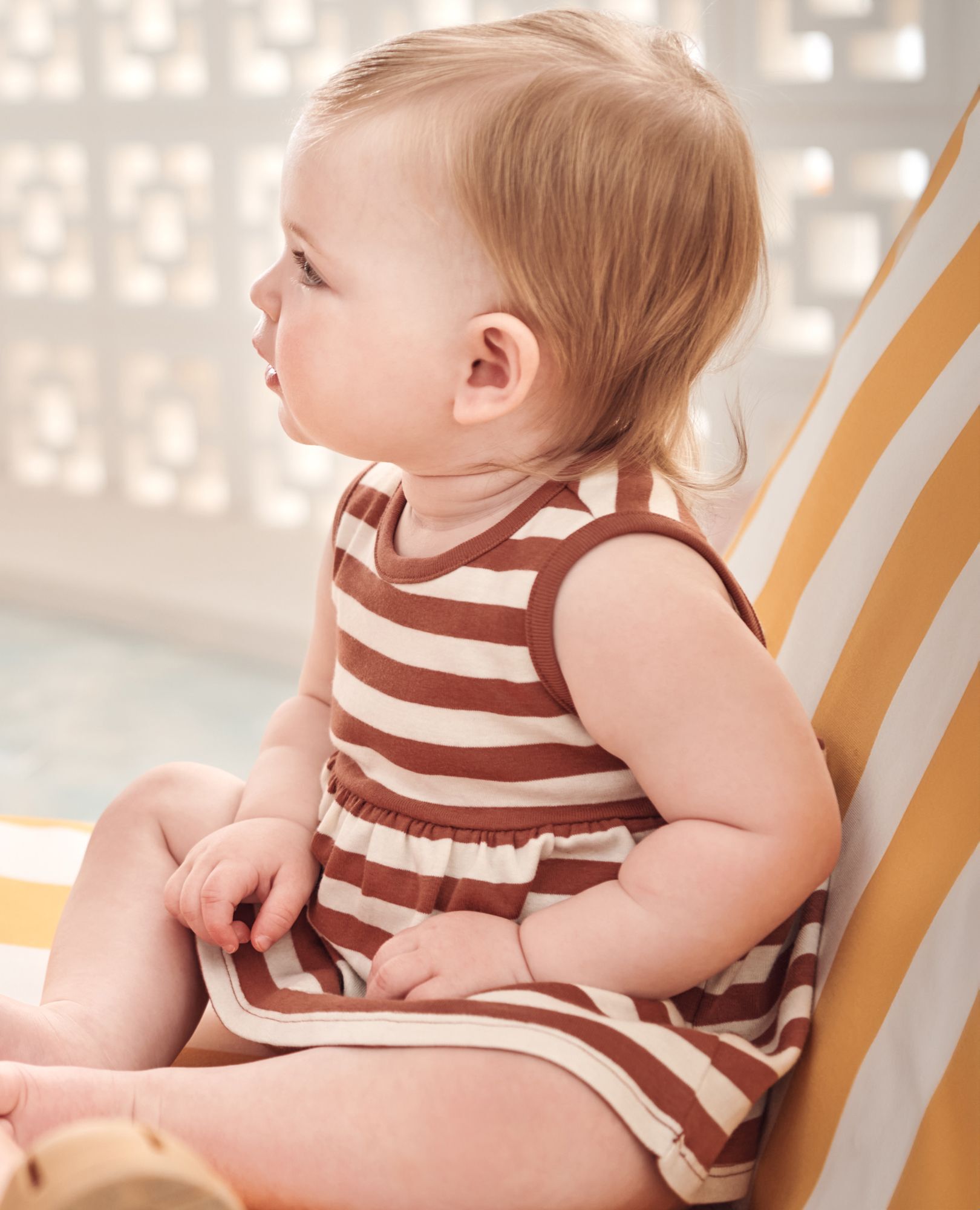 Baby Sleeveless Skirted Bodysuit in Canyon/Ecru - main