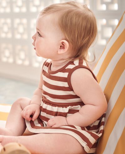 Baby Sleeveless Skirted Bodysuit in Canyon/Ecru - main