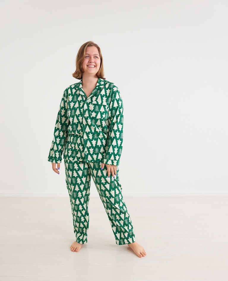 Adult Unisex Flannel Pajama Top in Winter Green - main