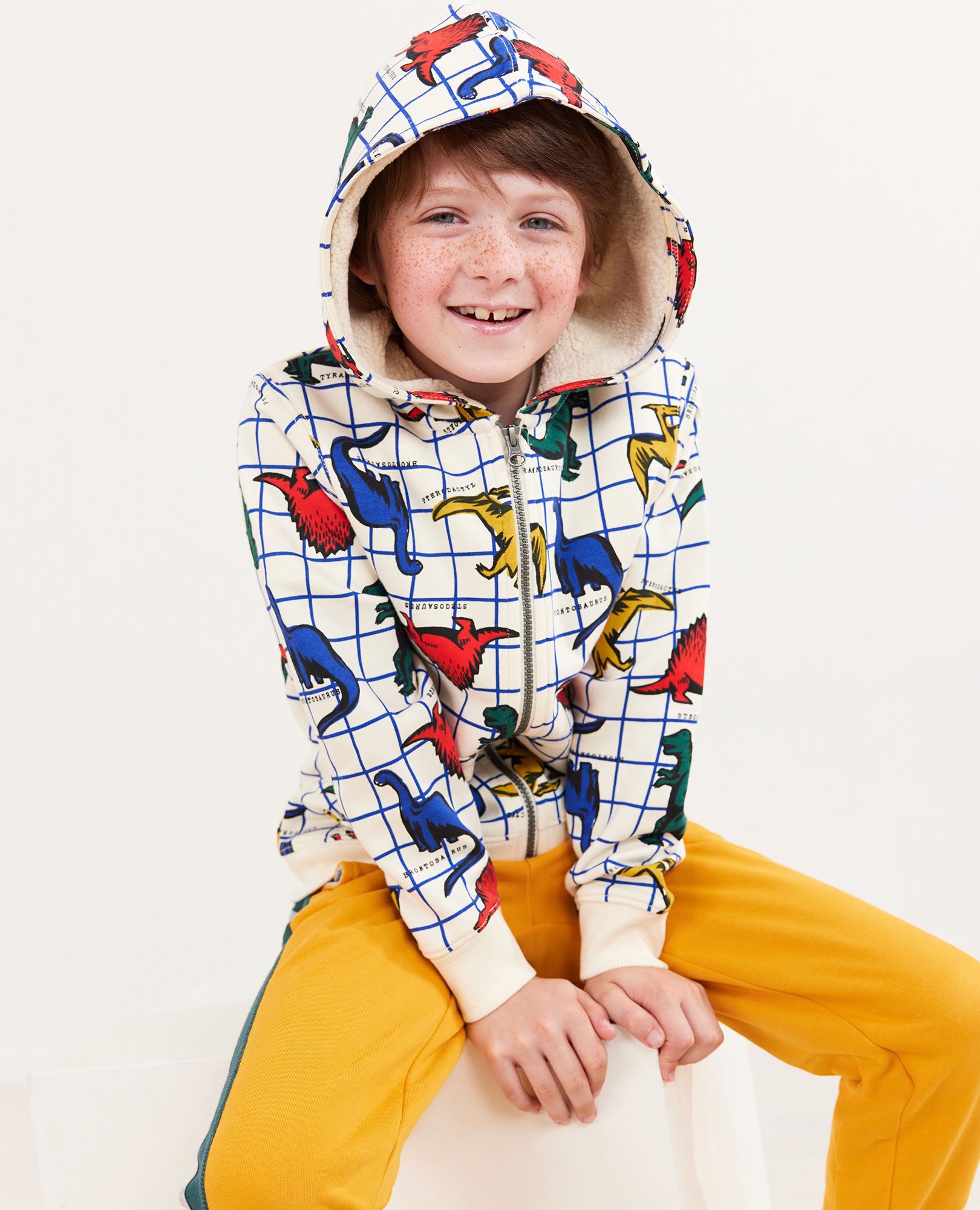 Print Faux Shearling Lined Hoodie