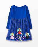 Embroidered Dress In Soft Tulle in Deep Blue Sea - main