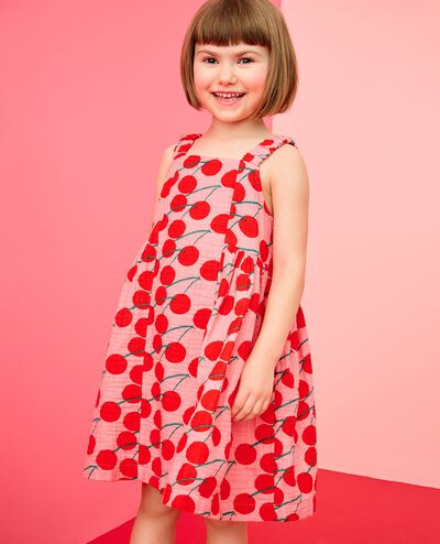 Sleeveless Muslin Dress with Pockets in Summer Cherries - main