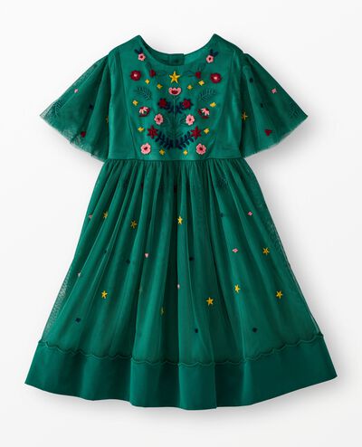 Holiday Tulle Embroidered Dress in Holiday Floral Embroidery - main