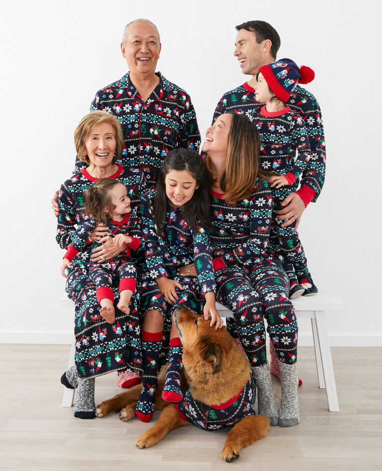 Women's Holiday Print Long John Pajama Pant in Gnome Sweet Gnome - main
