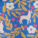 Faux Shearling French Terry Hoodie in Unicorn Forest on Shadow Blue - swatch