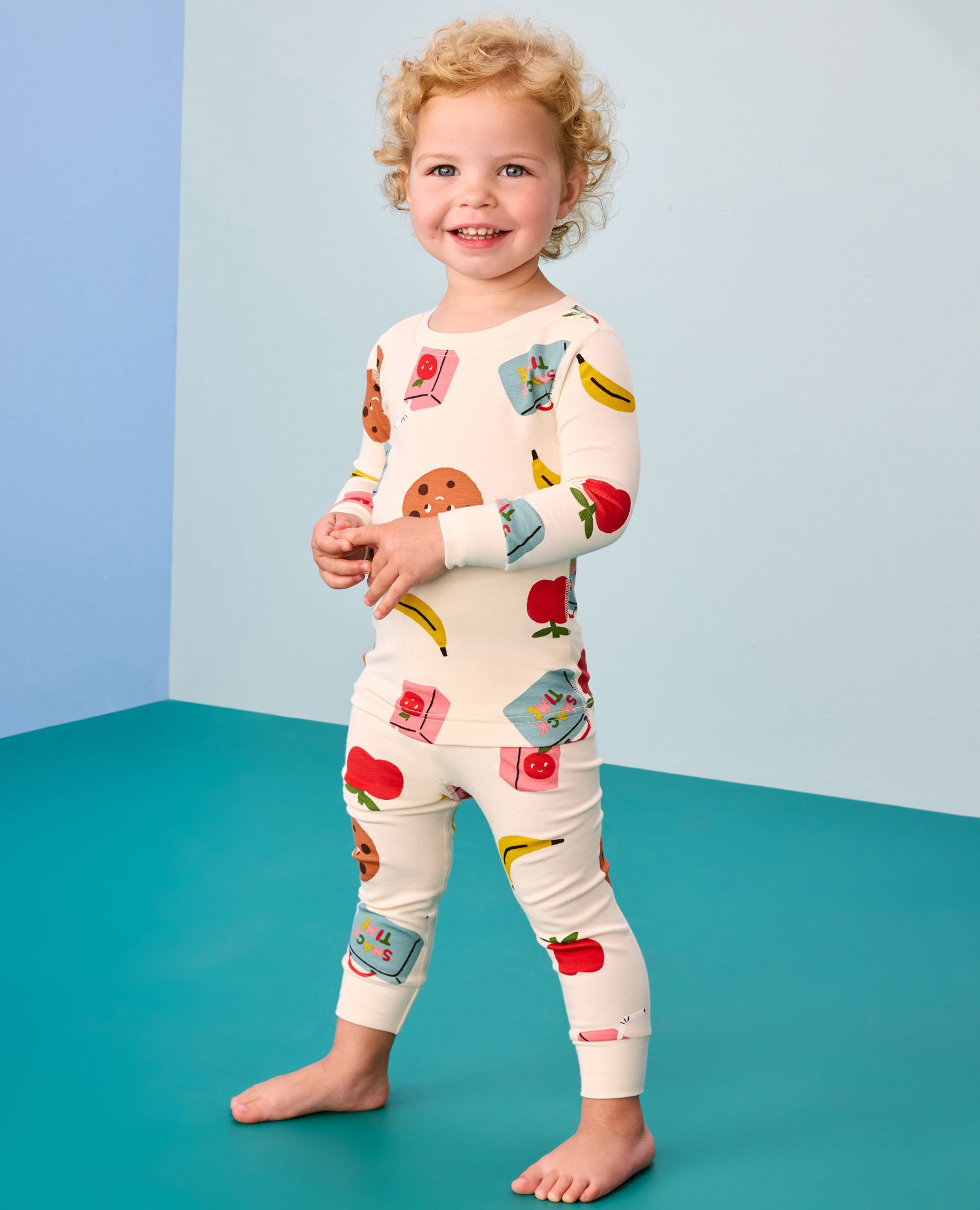 HannaSoft™ Stretch Pajama Set in Snack Time on Ecru - main