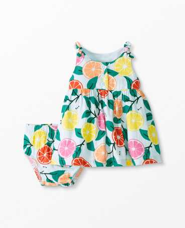 Baby Dress & Bloomer Set In Cotton Muslin