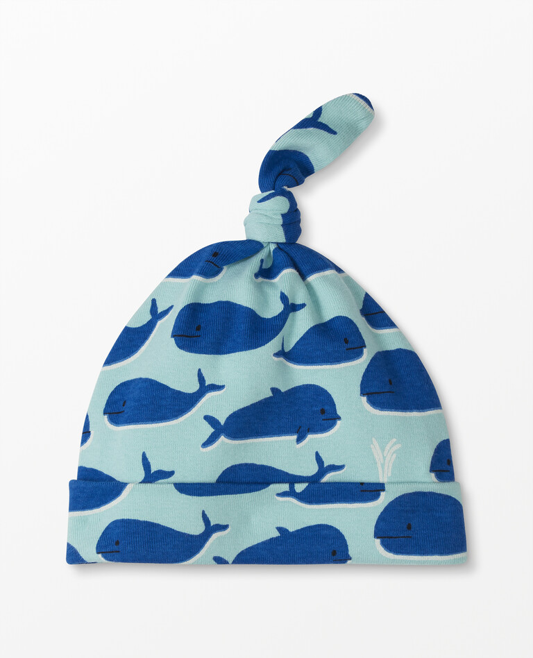 Top Knot Print Beanie In Organic Cotton in Whale Watching - main