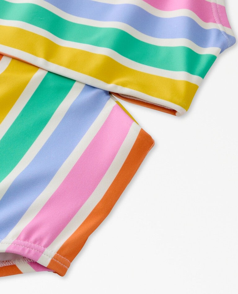 One-Piece Cut-Out Swimsuit in Colorful Rainbow Stripe - main