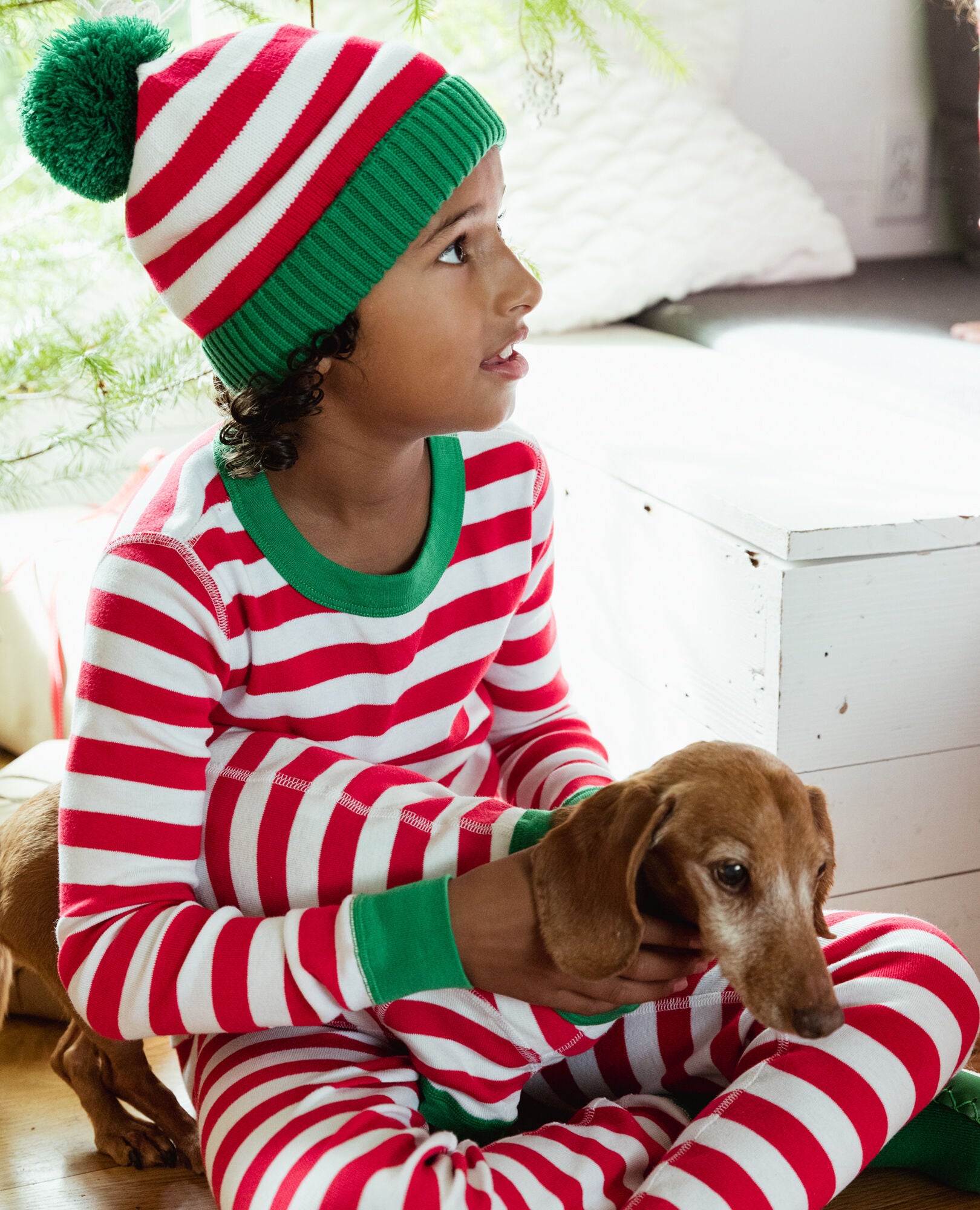Red and white striped thermal pajamas clearance