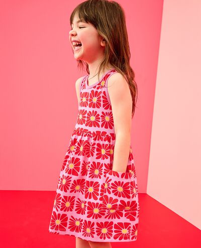 Sleeveless Playground Dress with Pockets in Funky Floral on Azalea Pink - main
