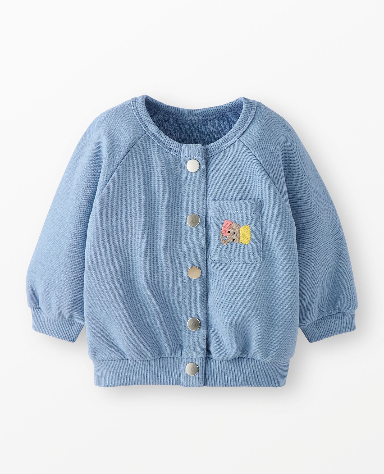 Baby Oversized French Terry Snap Jacket in Forever Blue - main