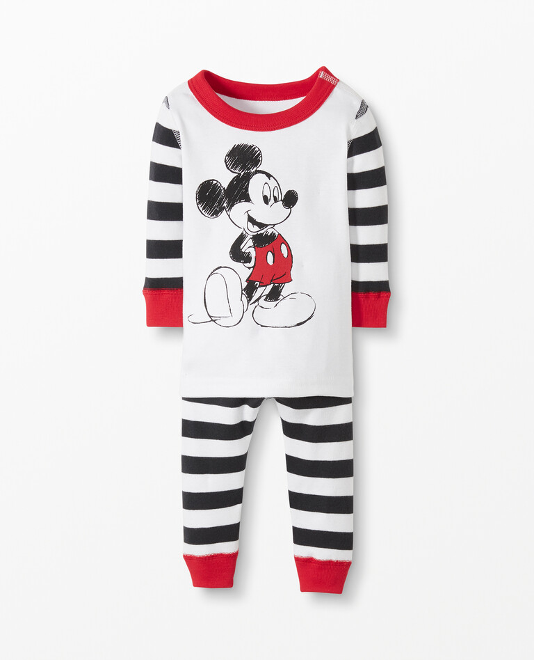 Disney Mickey Mouse Striped Long John Pajama Set in M-I-C-K-E-Y - main