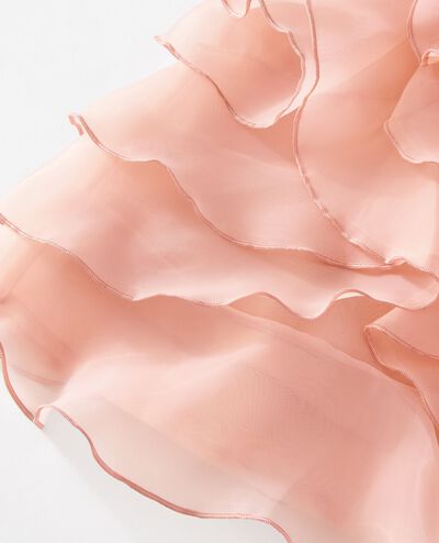 Sleeveless Organza Ruffle Dress in Pink Cream - main