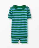 Short John Pajamas In Organic Cotton in Fjord/Out of the Blue - main