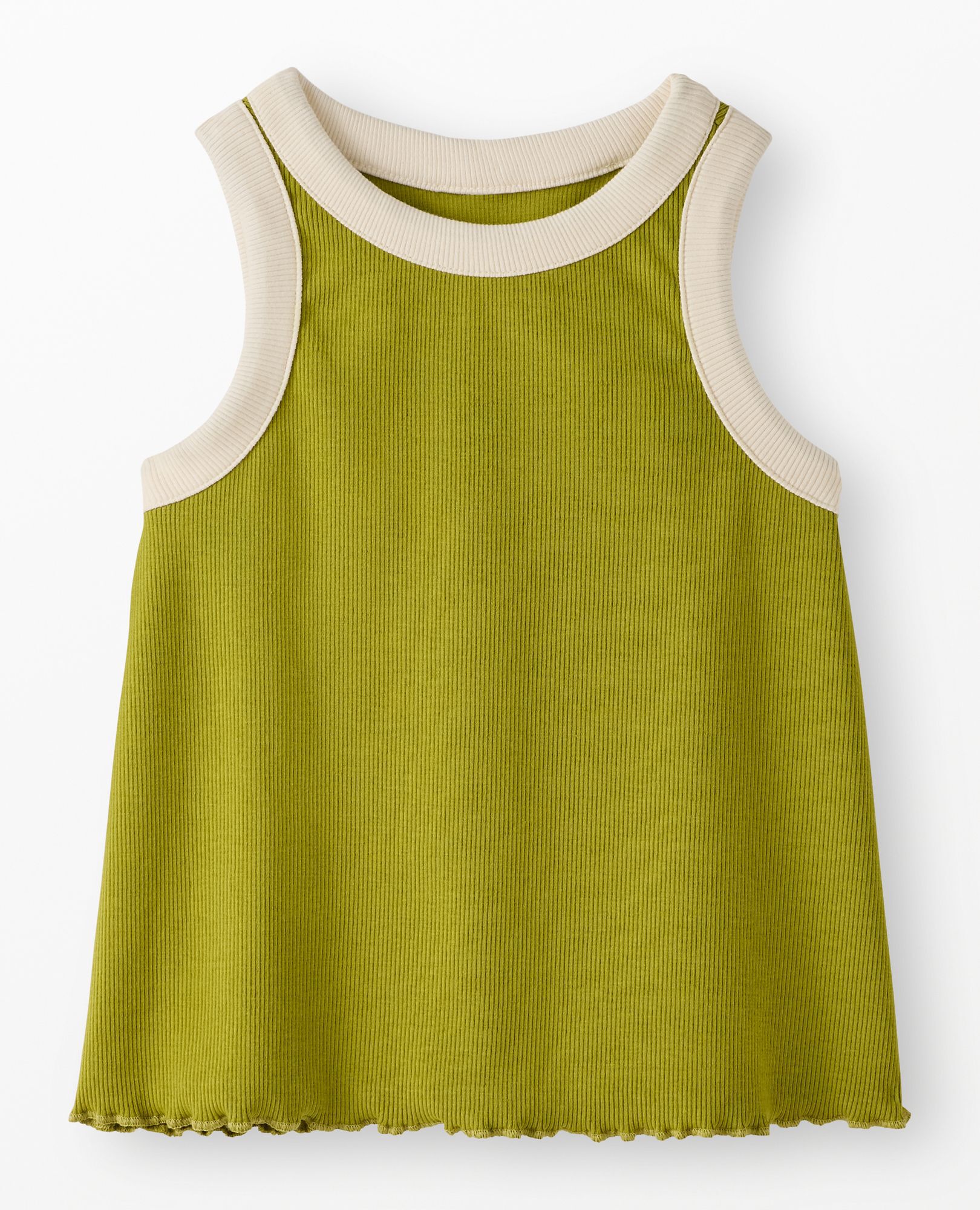 Sleeveless Ribbed Top in Lime Beam - main
