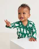 Baby Print Side Snap Bodysuit In Organic Cotton in Winter Green - main