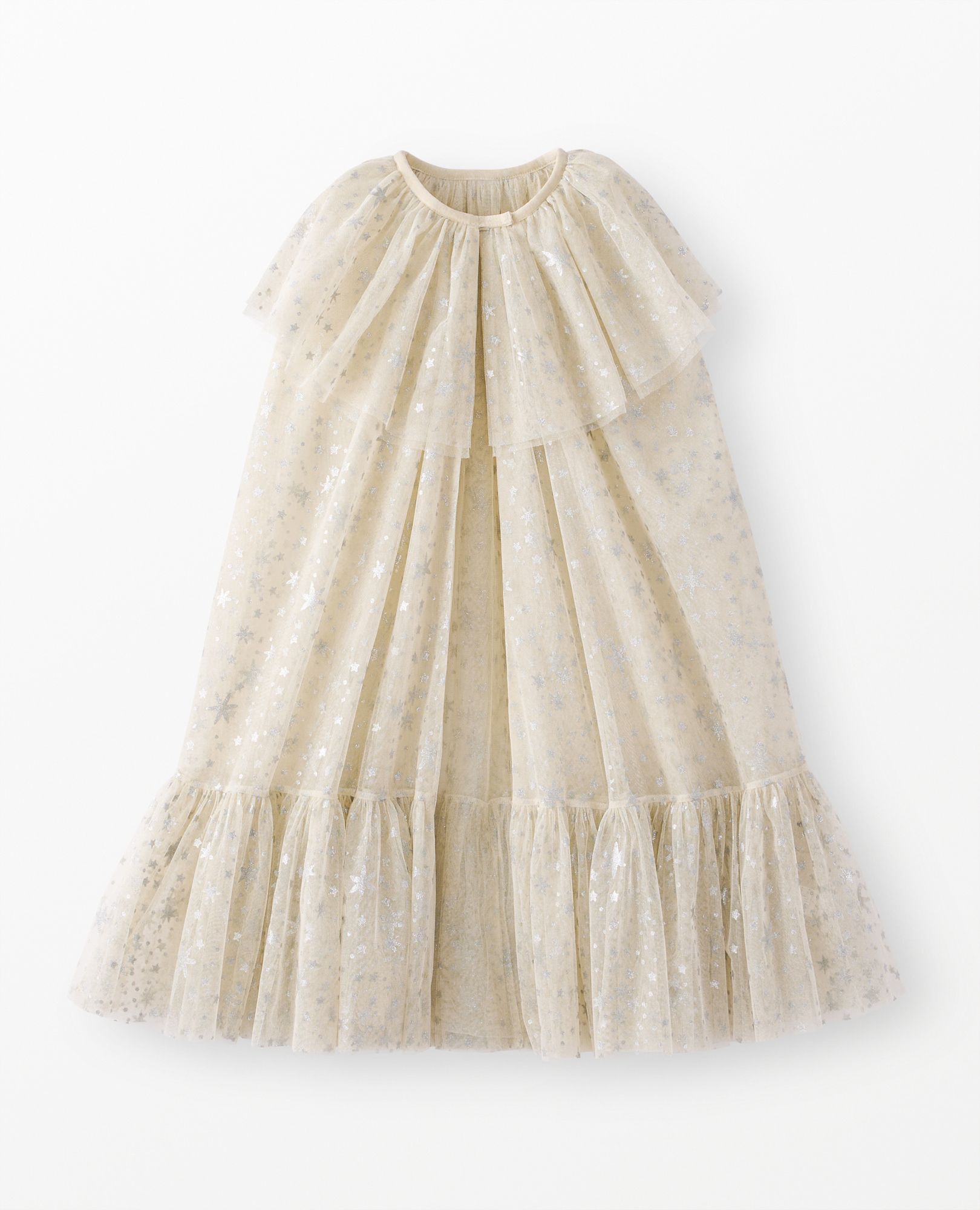 Shimmer Tulle Ruffle Cape in Ecru - main