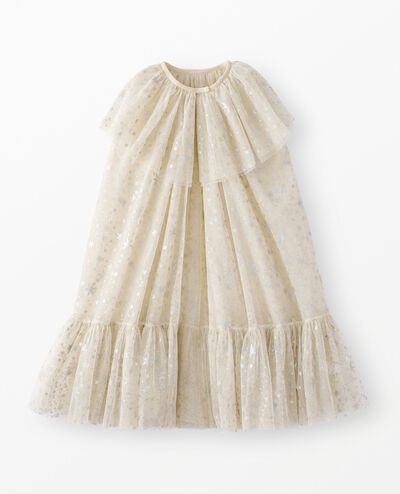 Shimmer Tulle Ruffle Cape in Ecru - main