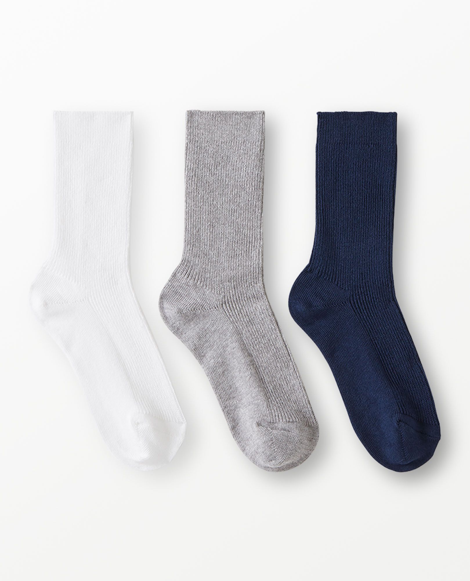 3-Pack Ribbed Socks in White/Heather Grey/Navy - main