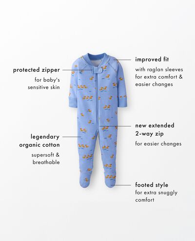 HannaJams™ Footed Sleeper in Clementine on Pink Cream - main