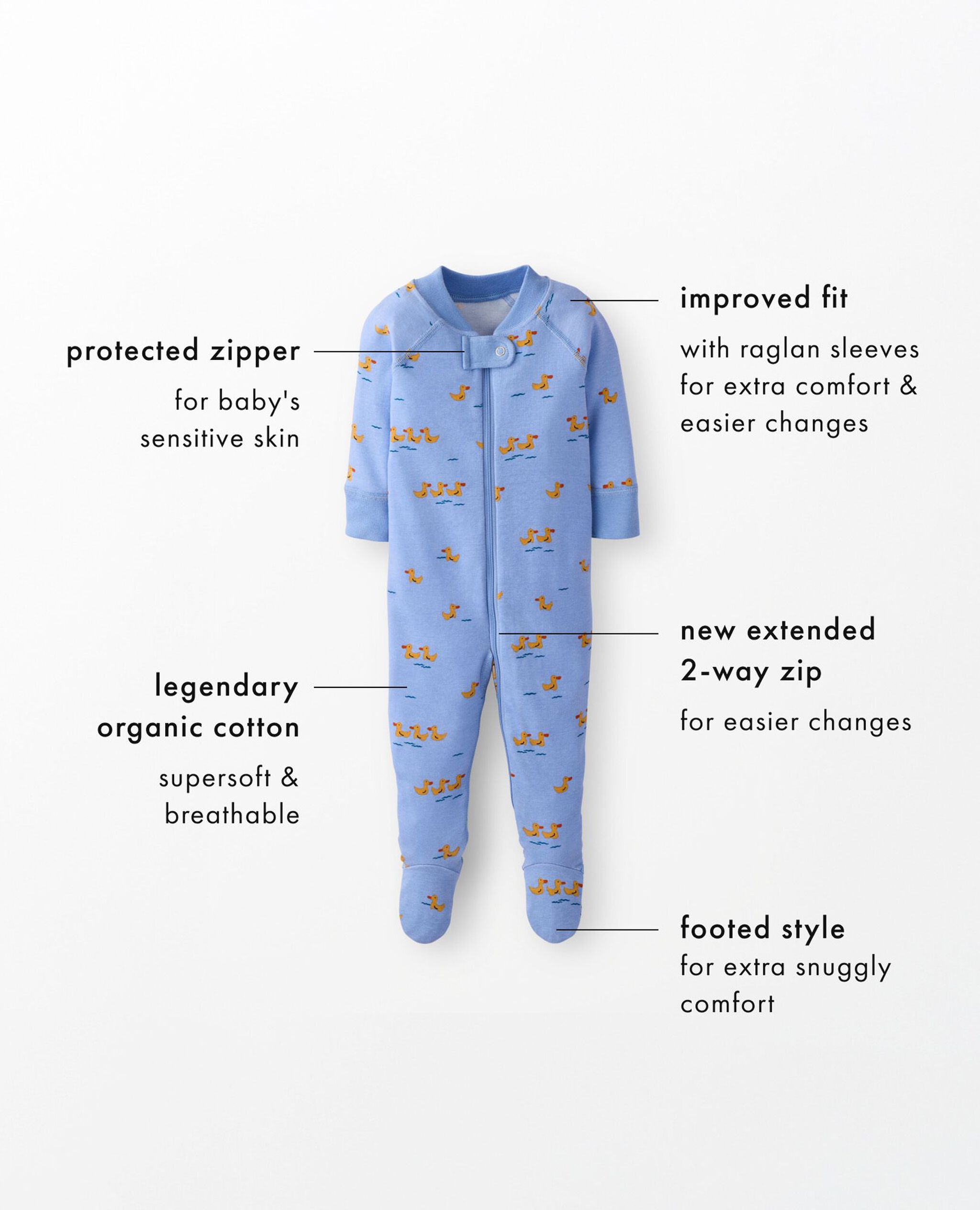 HannaJams™ Footed Sleeper in Clementine on Pink Cream - main