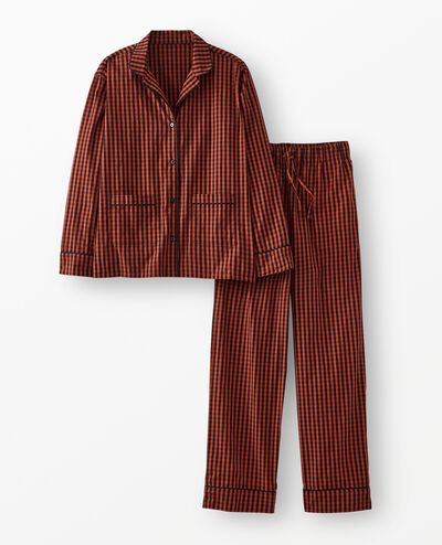Women's Poplin Patch Pocket Pajama Set in Amber Wood Gingham - main