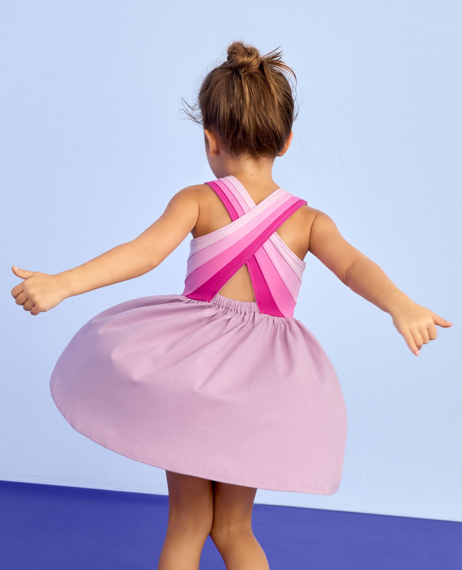 Rainbow Crossback Skater Dress with Pockets in Lavender Mist - main