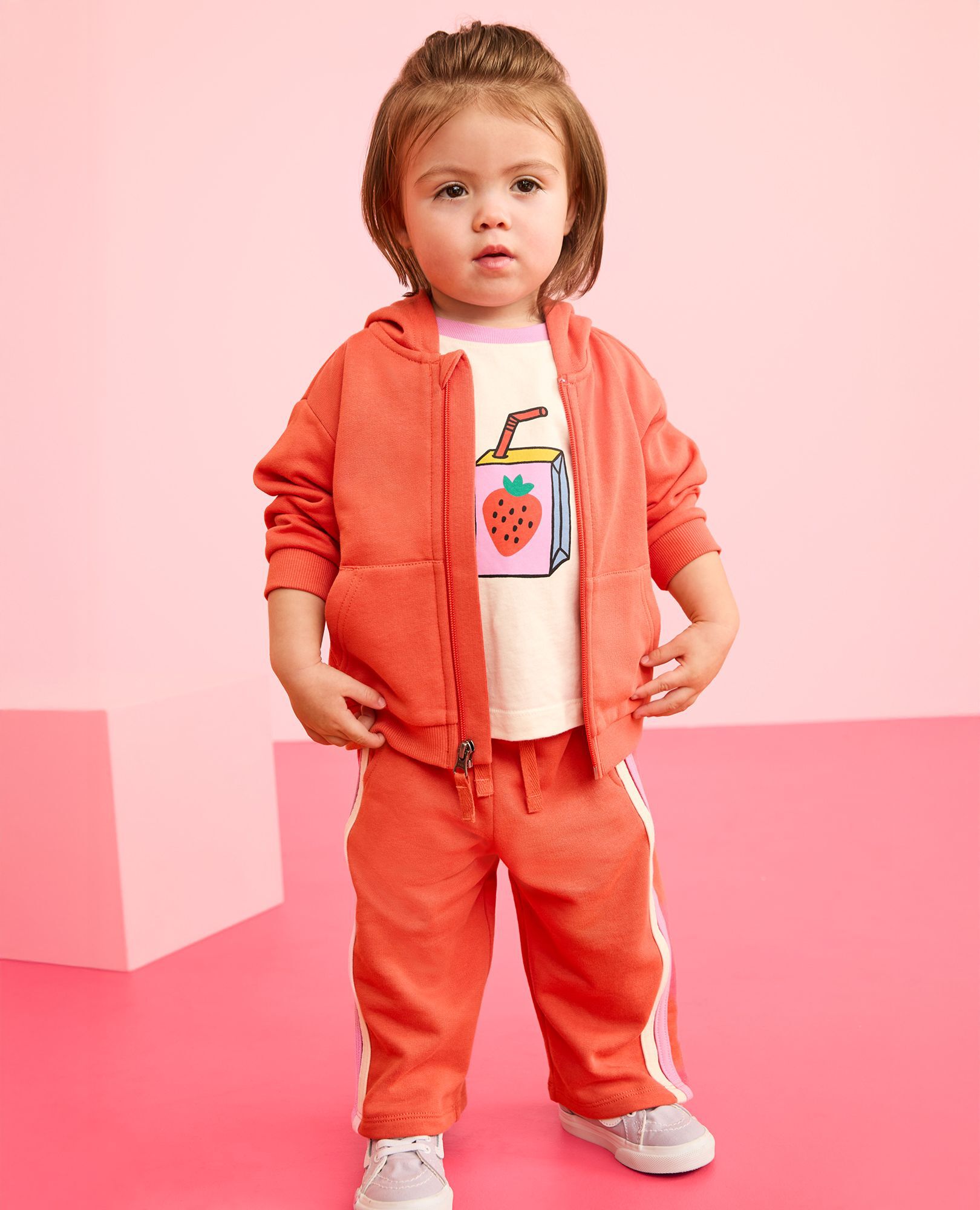 Oversized French Terry Side Stripe Sweatpants in Sun Fire - main