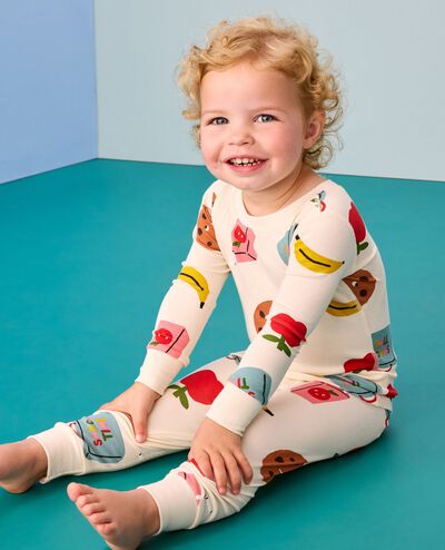 HannaSoft™ Stretch Pajama Set in Snack Time on Ecru - main