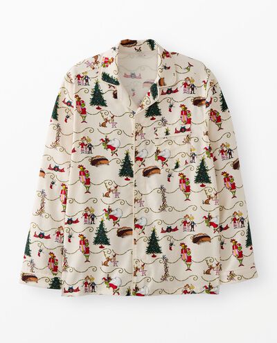 Adult Dr. Seuss Grinch Flannel Pajama Top in Grinch Multi - main