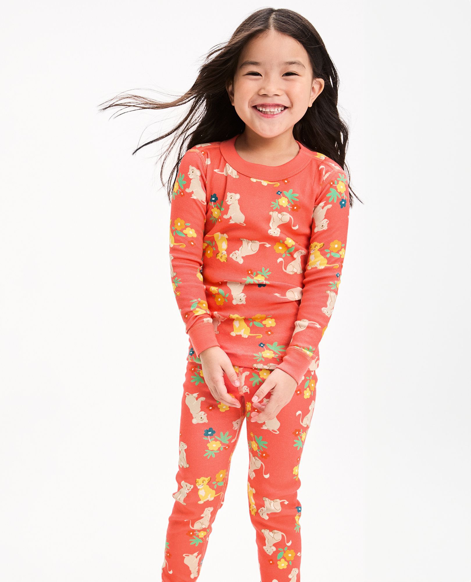 Kids Disney Lion King Long John Pajama Set Nala Floral in 100 Cotton Little Girls Boys Size 5 by Hanna Andersson