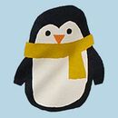 Holiday HannaSoft™ Stretch Sleeper in Cute Penguins on Robin Egg Blue - swatch