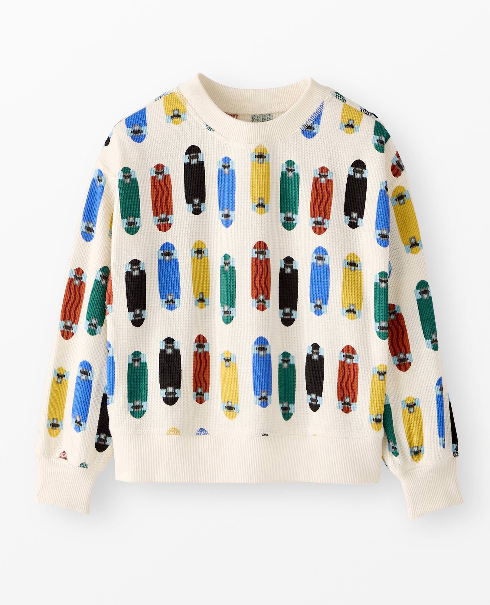 Waffle Crewneck in Skateboards on Ecru - main