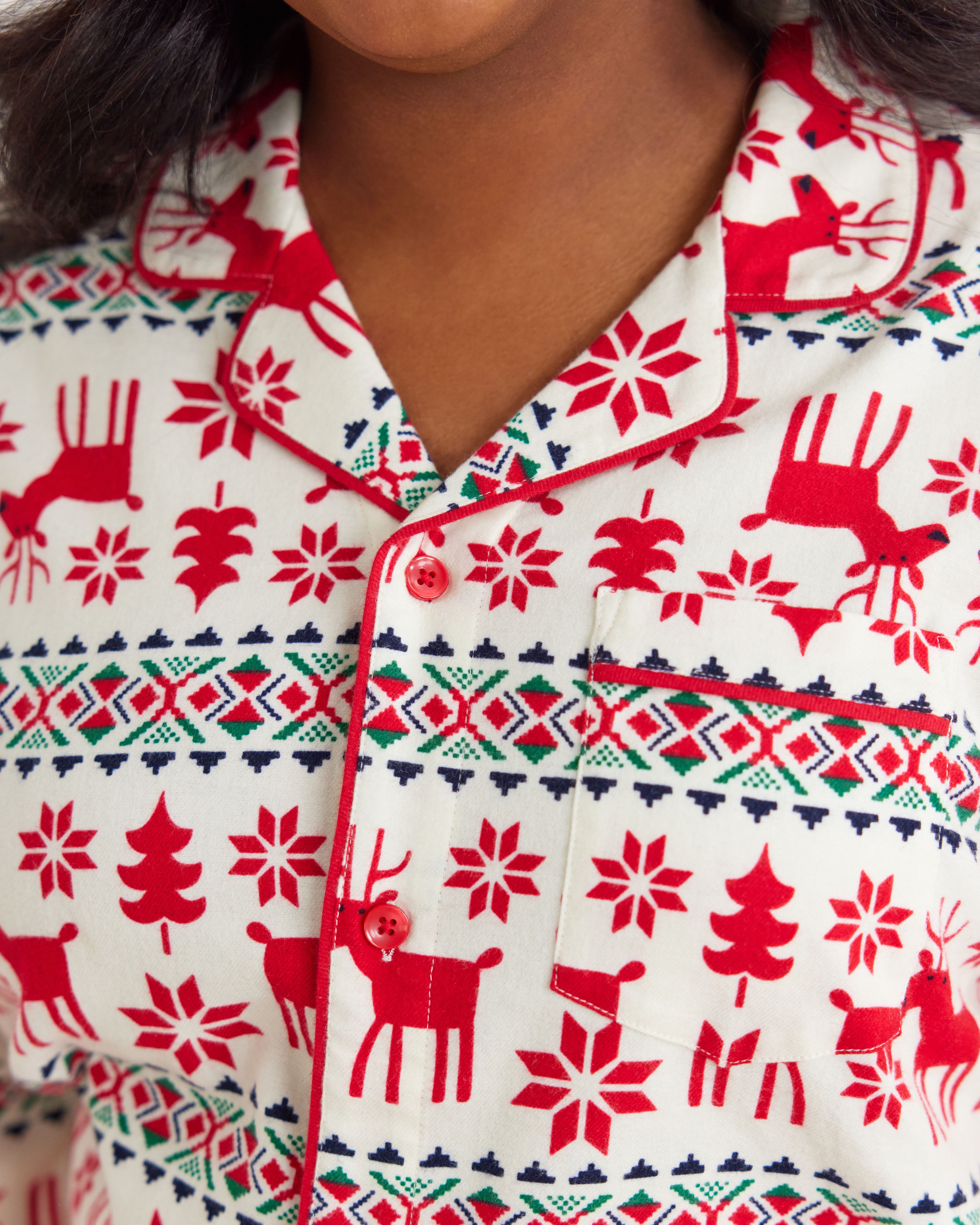 Adult Holiday Flannel Pajama Top in Dear Deer - main