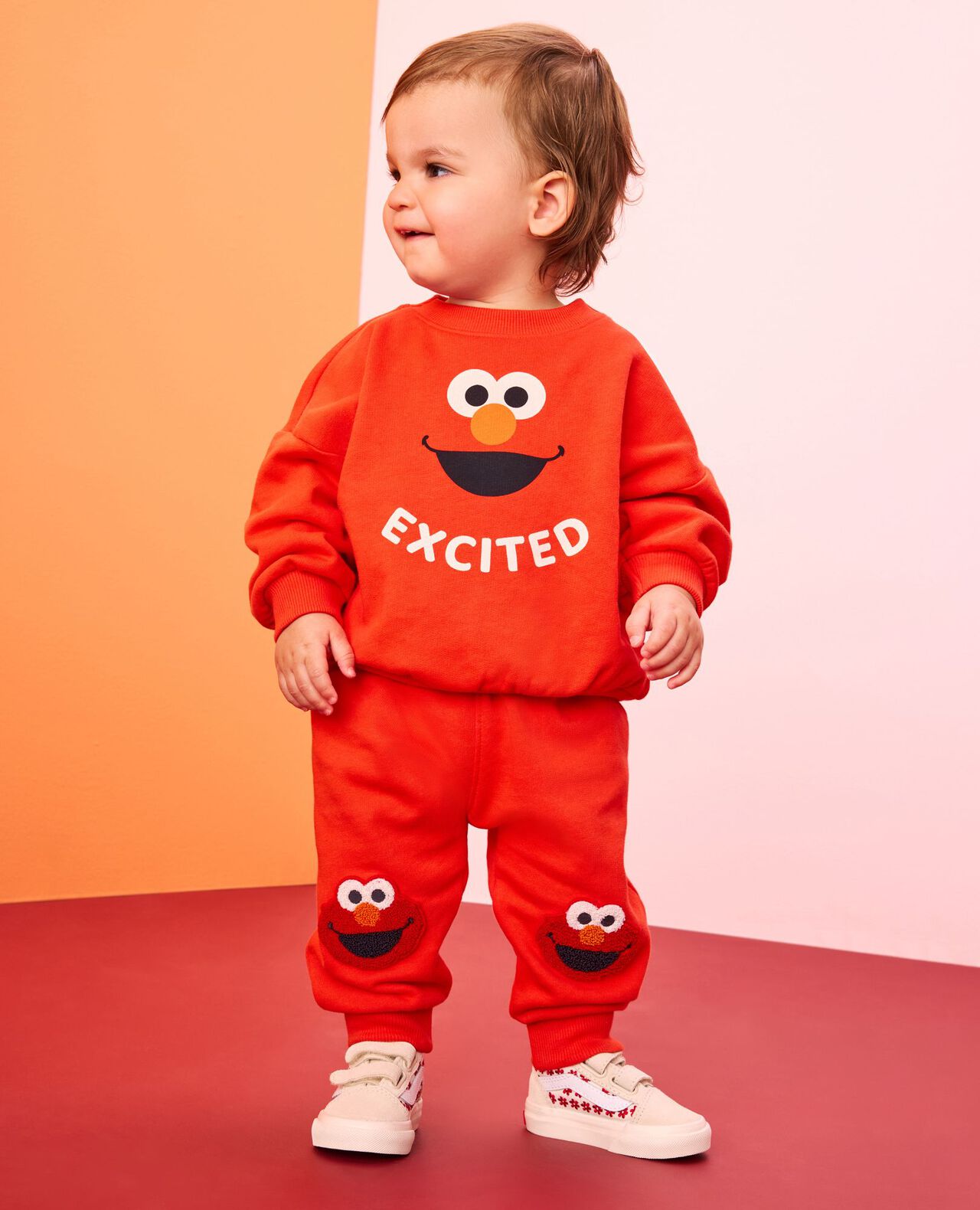 Sesame Street French Terry Sweatshirt & Sweatpants Set in Excited Elmo - main