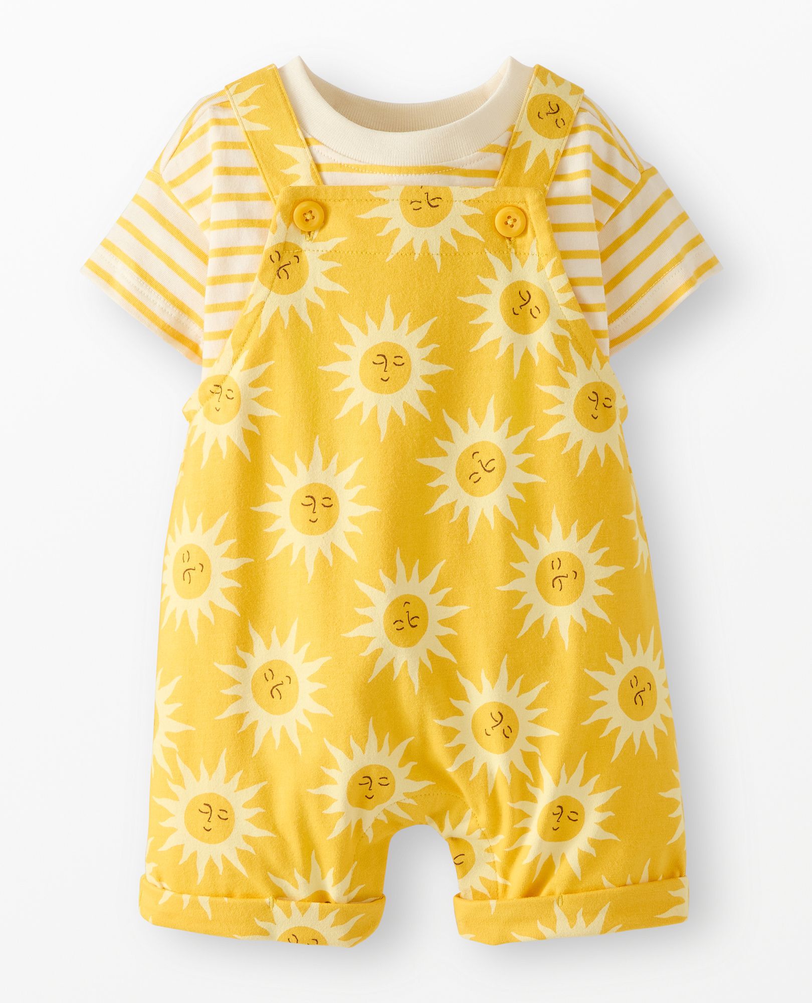 Baby Classic Fit T-Shirt & Shortalls Set in Ecru Suns on Sunshine - main