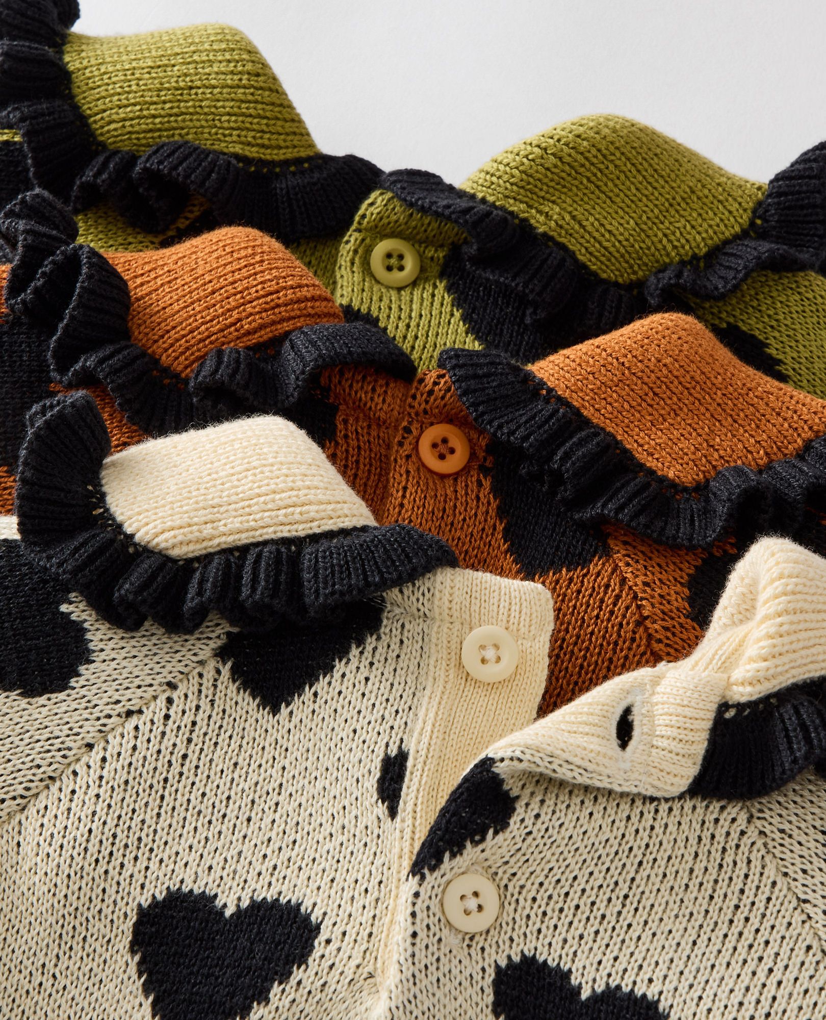 Collared Sweater in Black Hearts on Brown - main