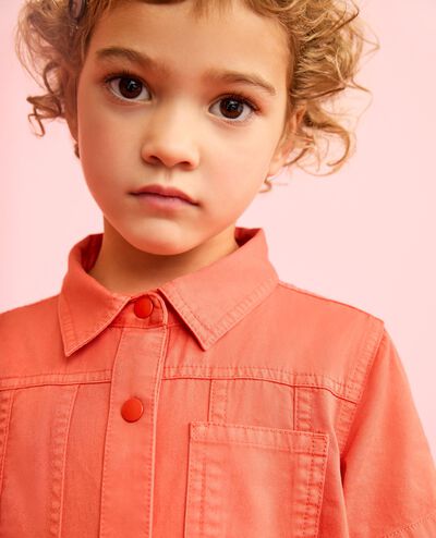 Twill Shirt Dress with Pockets in Sun Fire - main