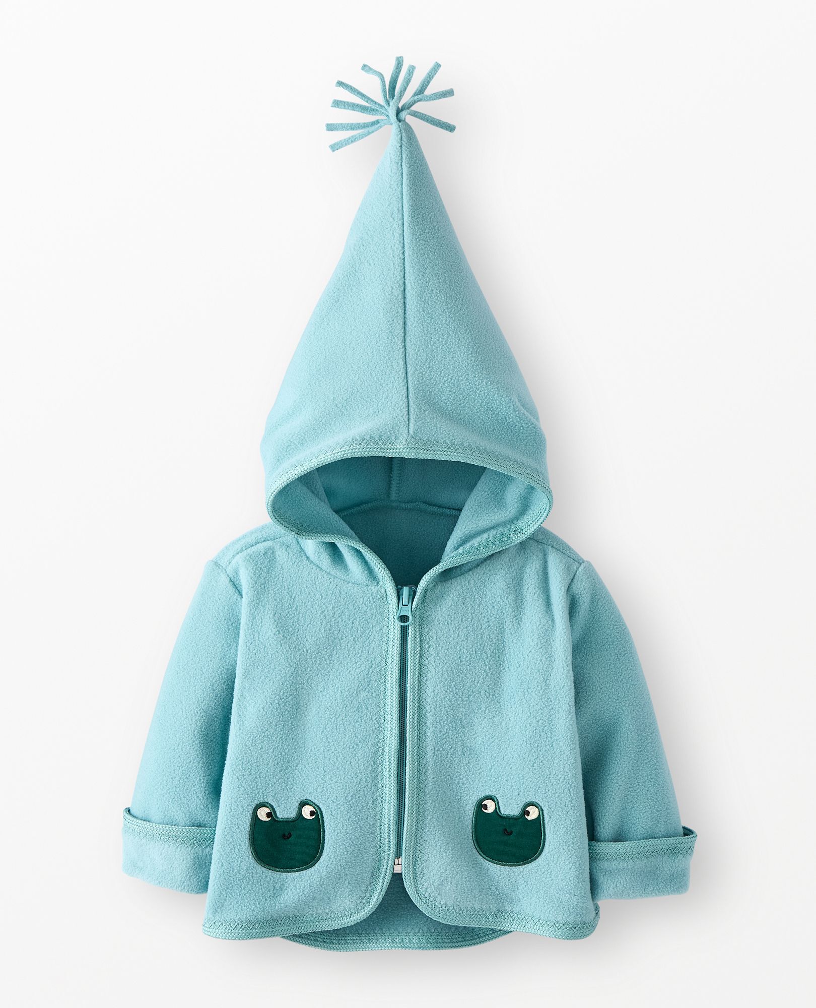 Baby Hooded Fleece Jacket in Froggy on Cameo Blue - main