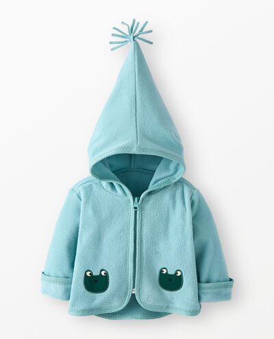 Baby Hooded Fleece Jacket in Froggy on Cameo Blue - main