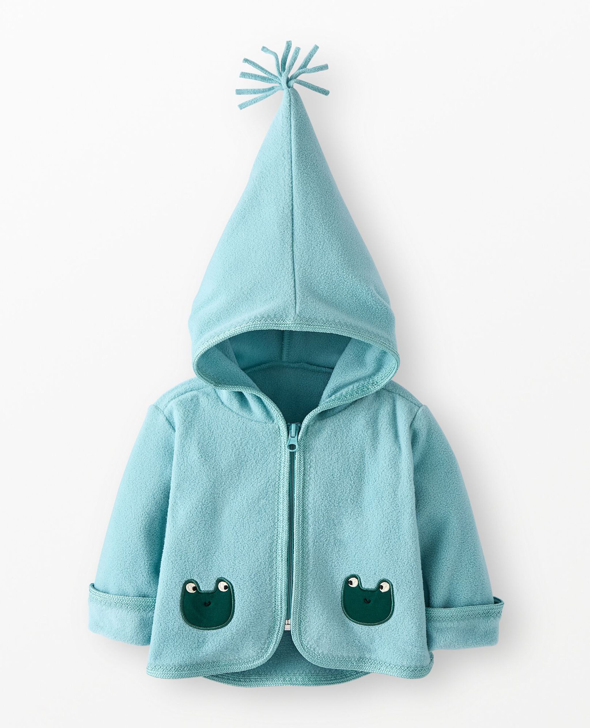 Baby Hooded Fleece Jacket in Froggy on Cameo Blue - main