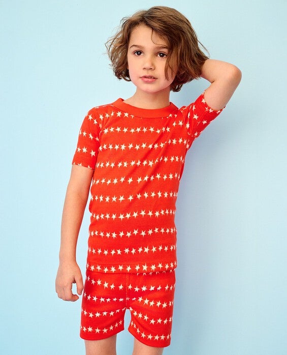 Girls' & Boys' Stars And Stripes On Red HannaJams™ Pajama Set in 100% Organic Combed Cotton - Size Little Kids 6-7 by Hanna Andersson