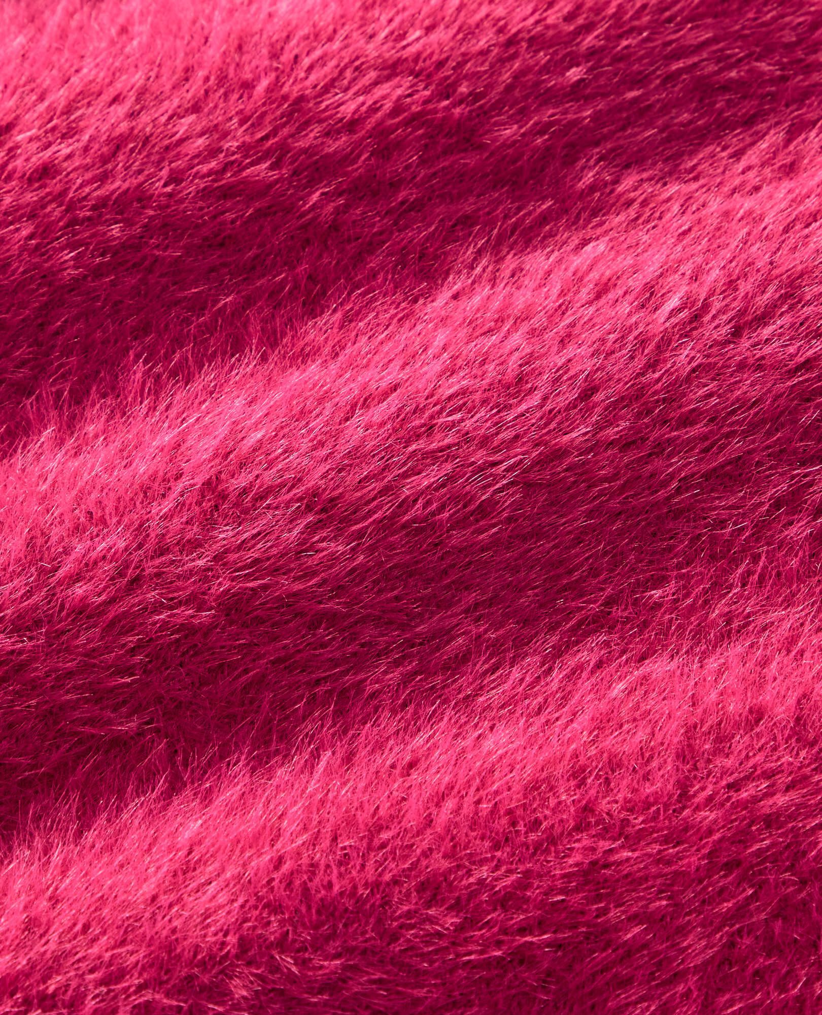 Cropped Feather Cardigan in Raspberry - main