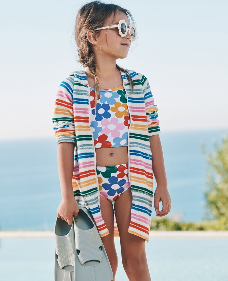 Sunsoft Loop Terry Zip Up Hoodie Cover-Up in Rainbow Stripes - main