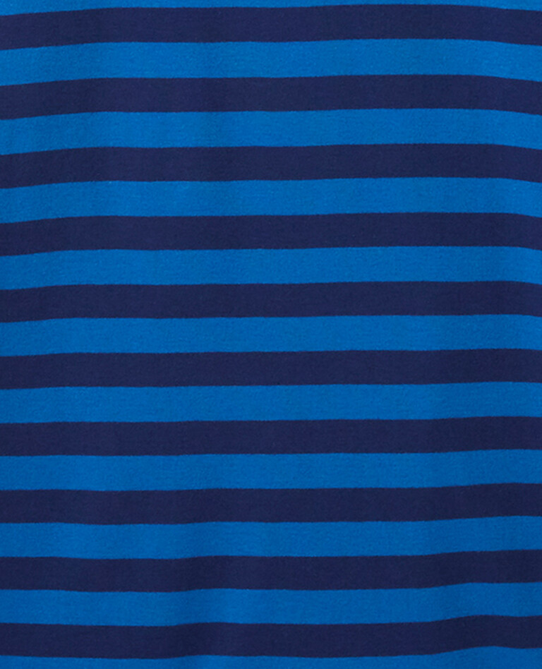 Adult Unisex Striped Short John Pajama Set in Lookout Blue/Navy Blue - main