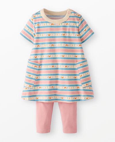 Baby Pocket Dress & Leggings Set in Magic Stripes - main
