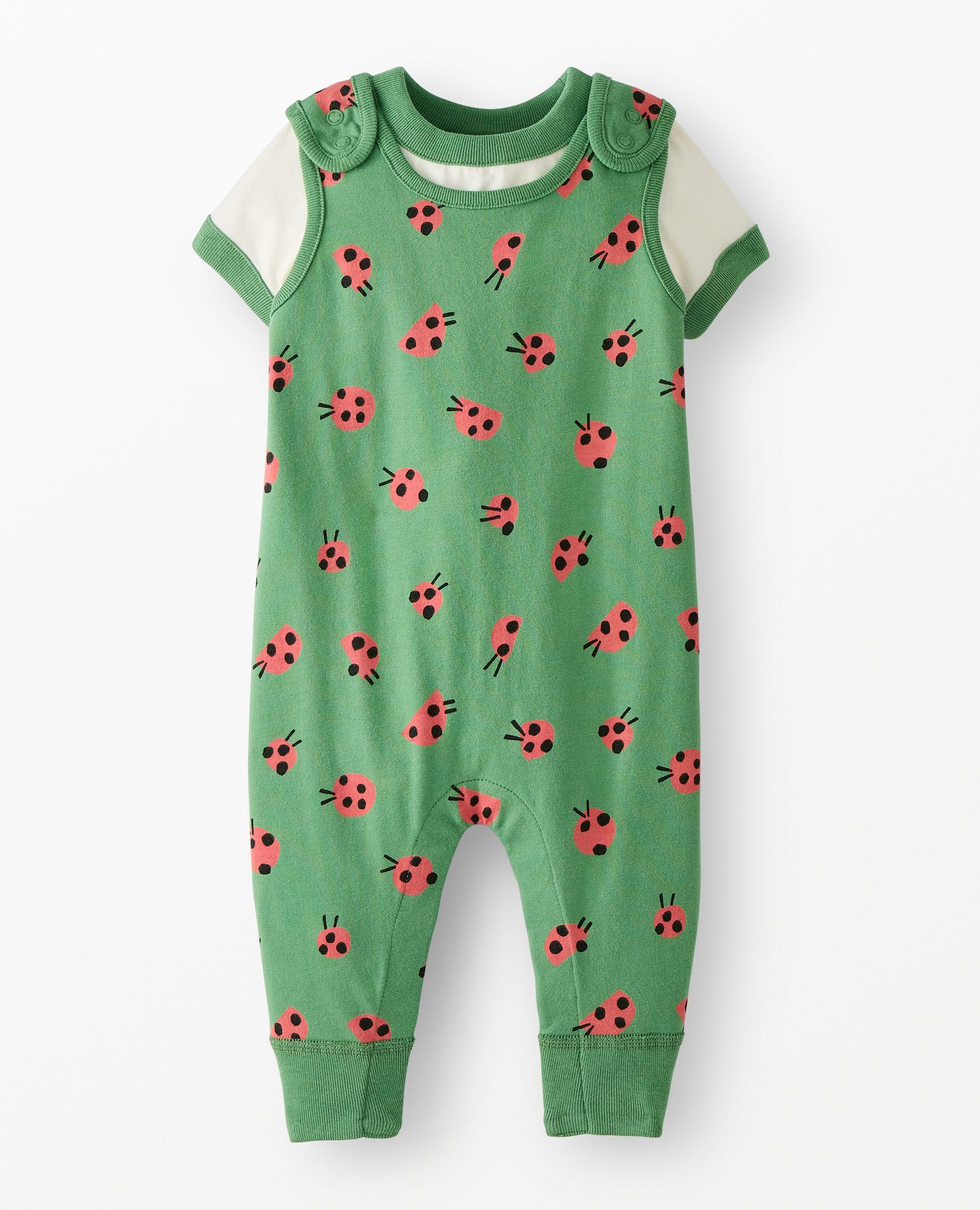 Baby T-Shirt & Overalls Set in Lucky Ladybugs - main